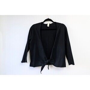 Sun Moda M Black tie front open cardigan top
